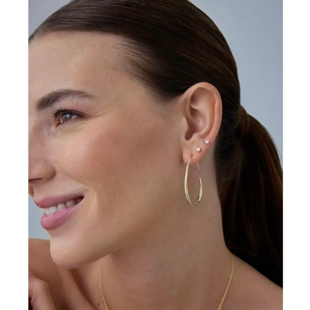 14K White Gold Plated 925 Sterling Silver Lightweight Teardrop Hoop Earrings